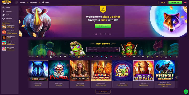 Bizzo Casino lobby screenshot